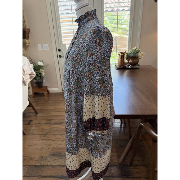 Vintage Jonathan Logan Prairie Dress Floral Ruffle Neck ILGWU Union Made USA L - Picture 2 of 14